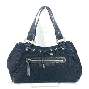 BVLGARI Logo mania Bag Shoulder Bag Tote Bag Leather/Canvas Black/GoldHardware